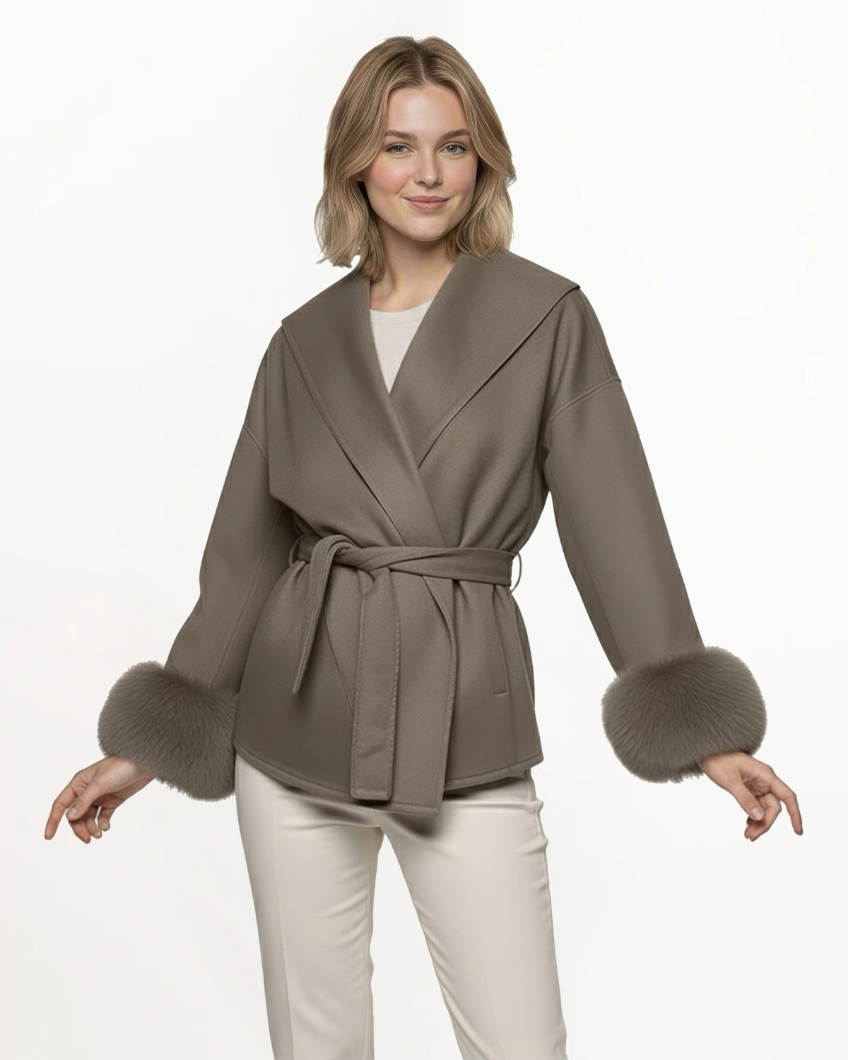 Faux Cuff Coat - Dark Grey